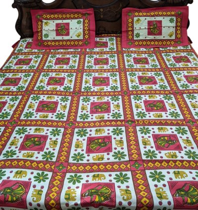 Red Cotton Queen Size Bedsheet