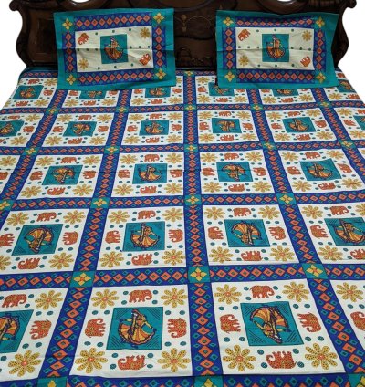Green Cotton Queen Size Bedsheet