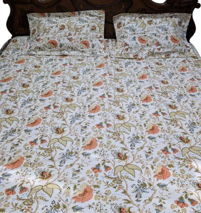 Orange Cotton King Bedsheet