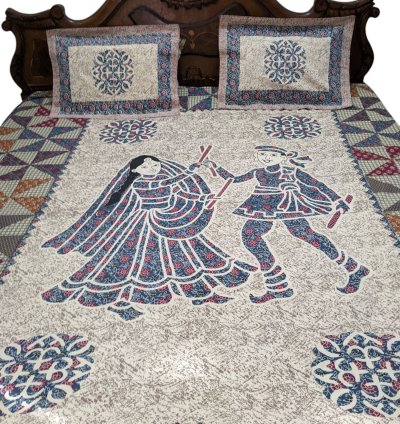 Multicolor Cotton King Bedsheet