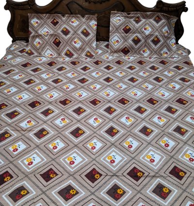 Brown Glace Cotton Queen Bedsheet