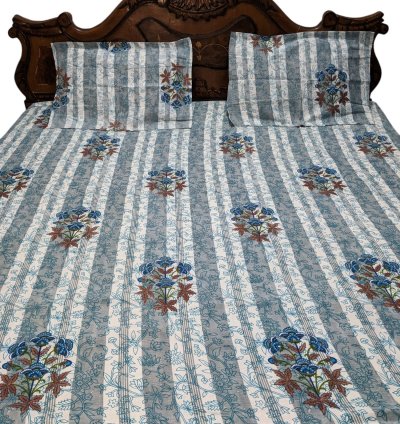 Blue Cotton Queen Bedsheet